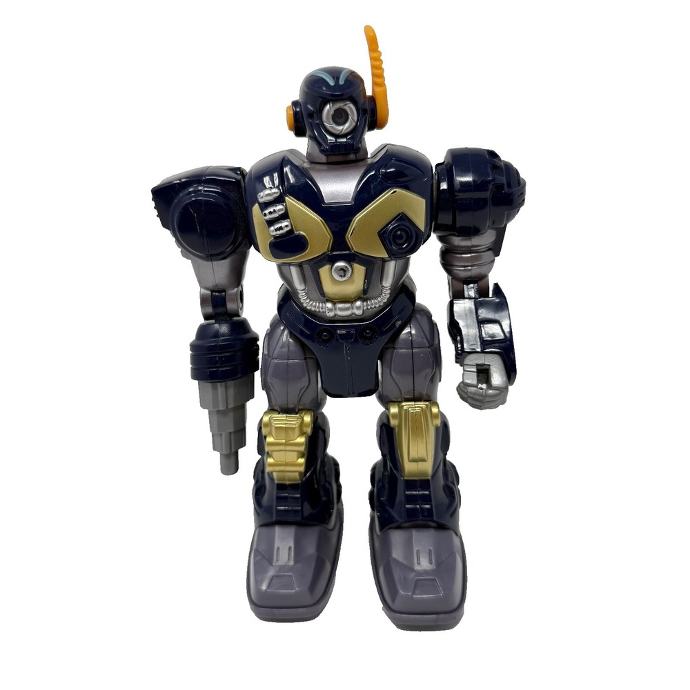 Hap-P-Kid M.A.R.S. 7" Cyber Bot Walking Robot Lights‎ Sound Works Blue